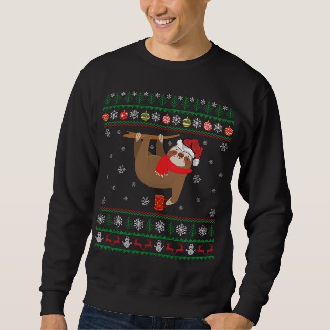 Ugly Sloth Lover Xmas Gift Santa Hat Ugly Sloth Ch Sweatshirt (Front)