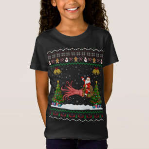 Ugly Squid Xmas Gift Santa Riding Squid Christmas T-Shirt