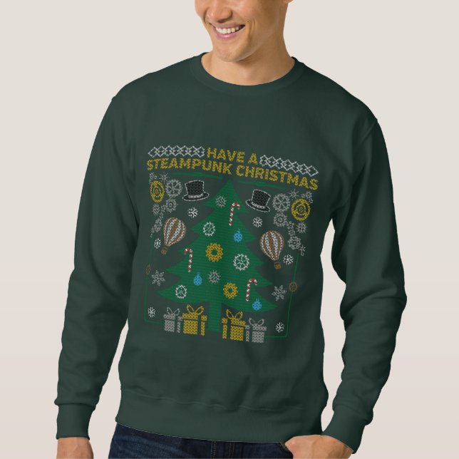 Ugly Steampunk Christmas Sweater Tree Sweatshirt (Front)