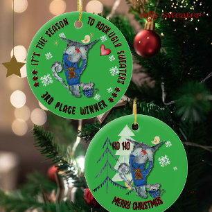 Ugly Sweater 3rd Winner Cat & Mouse Ceramic Tree Decoration