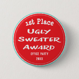 Ugly Sweater Award Office Party 1st Place 6 Cm Round Badge