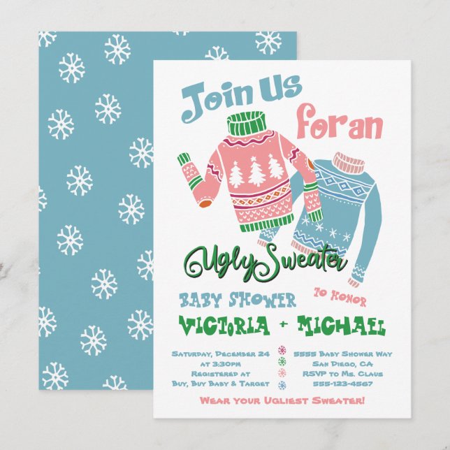 Ugly Sweater Baby Shower Invitation (Front/Back)