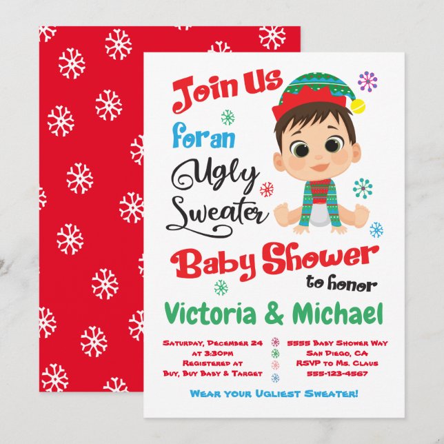 Ugly Sweater Baby Shower Invitation (Front/Back)