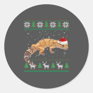 Ugly Sweater Christmas Animals Santa Leopard Gecko Classic Round Sticker
