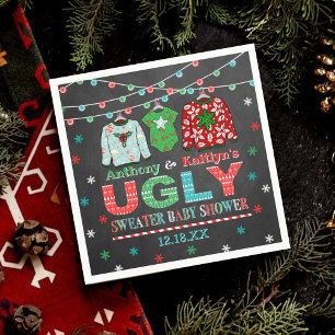 Ugly Sweater Christmas Baby Shower Napkin