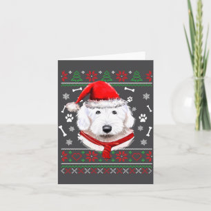Ugly Sweater Christmas Bobtail Dog Santa Hat Pajam Card