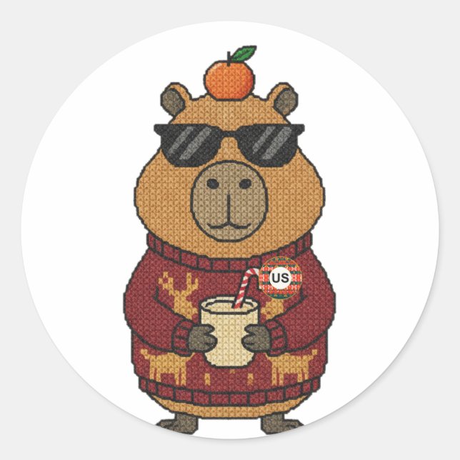 Ugly Sweater Christmas Capybara Sticker Sheet (Front)