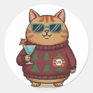 Ugly Sweater Christmas Cat Sticker Sheet