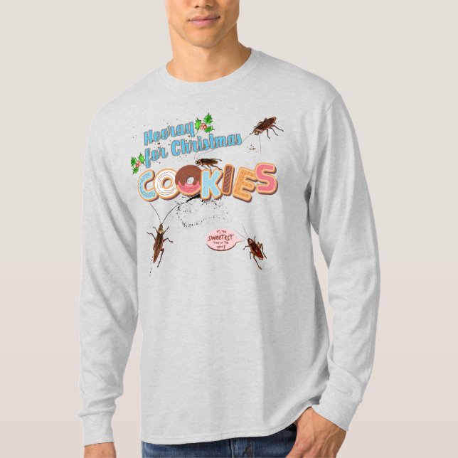 Ugly sweater Christmas cockroach eating cookies (Front)