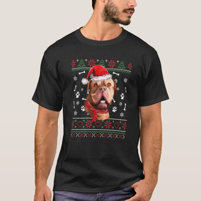 Ugly Sweater Christmas Dogue De Bordeaux Santa Hat (Front)