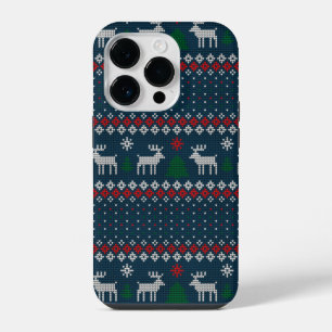 Ugly Sweater Christmas Faux Knit Pattern Holidays iPhone 14 Pro Case