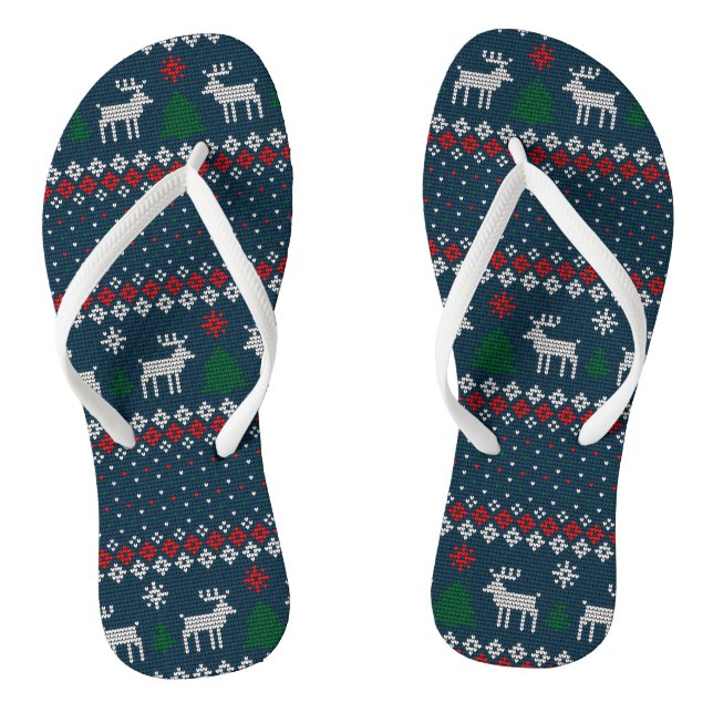 Ugly Sweater Christmas Faux Knit Pattern Jandals (Footbed)