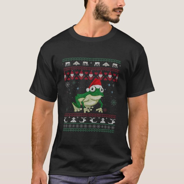 Ugly Sweater Christmas Frog Lover Santa Hat Animal (Front)