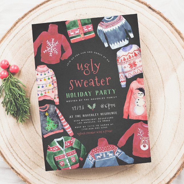 Ugly Sweater | Christmas Holiday Party Chalkboard Invitation (Creator Uploaded)