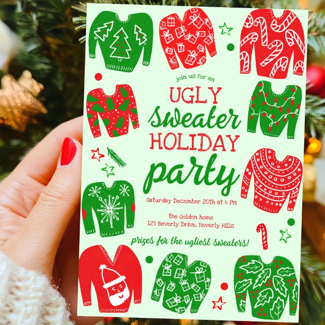 UGLY SWEATER Christmas Holiday Party Cute Custom Invitation (UGLY SWEATER Christmas Holiday Party Cute Custom Hand drawn Invitation
)