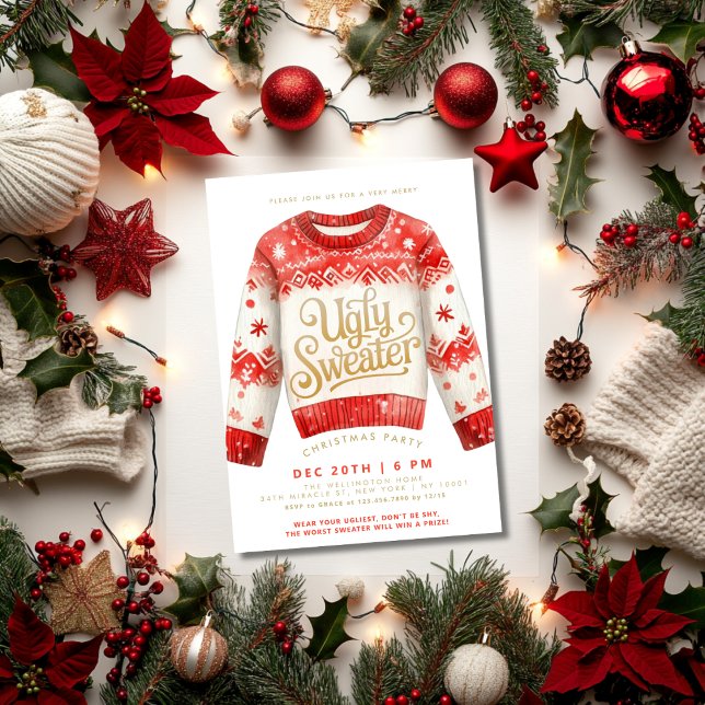 Ugly Sweater Christmas Holiday Party Invitation (Creator Uploaded)