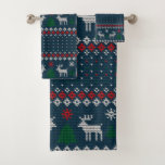Ugly Sweater Christmas Knitted Pattern Vintage Bath Towel Set<br><div class="desc">This enchanting knit-style bath towel set captures the cosy essence of the holiday season, transforming any space into a warm and inviting Christmas wonderland. With its intricate patterns reminiscent of traditional Nordic designs, the bath towel set features charming motifs of snowflakes, reindeer, and evergreen trees designed together in a festive...</div>