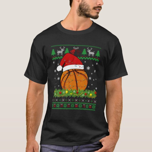 Ugly Sweater Christmas Lights Basketball Player Sp (Front)