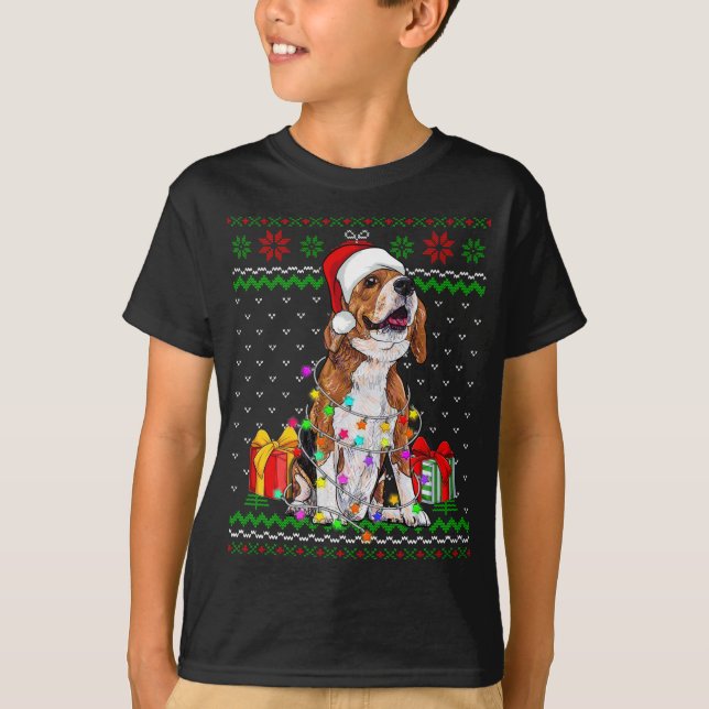 Ugly Sweater Christmas Lights Beagle Dog Lover (Front)