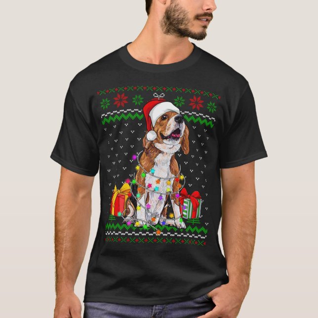 Ugly Sweater Christmas Lights Beagle Dog Lover (Front)