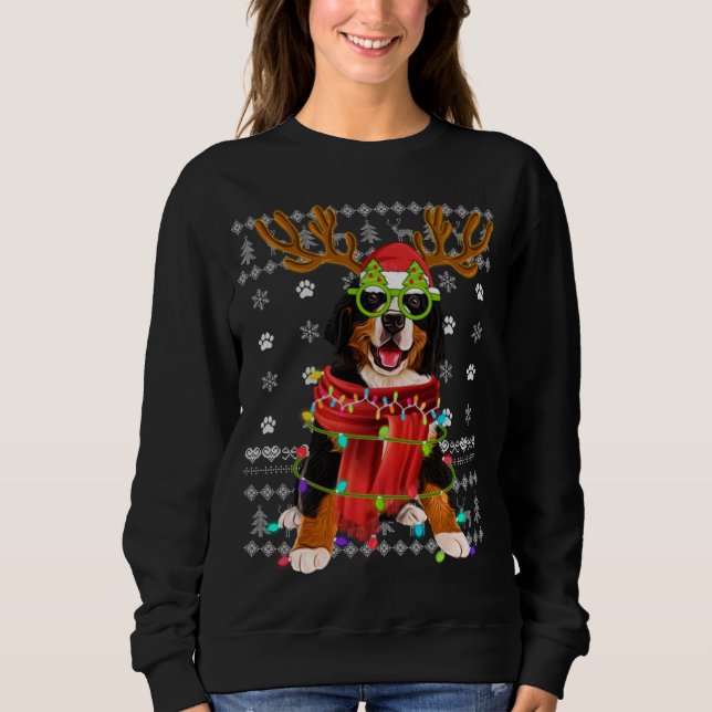 Ugly Sweater Christmas Lights Bernese Mountain Dog (Front)