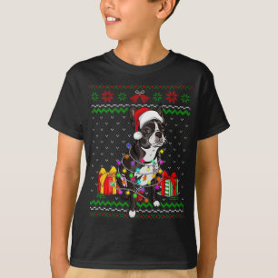 Ugly Sweater Christmas Lights Boston Terrier Dog L