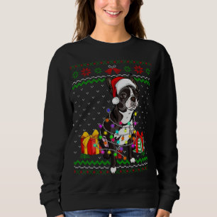 Ugly Sweater Christmas Lights Boston Terrier Dog L