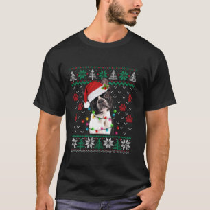 Ugly Sweater Christmas Lights Boston Terrier Dog L