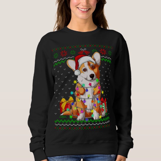 Ugly Sweater Christmas Lights Corgi Dog Lover (Front)