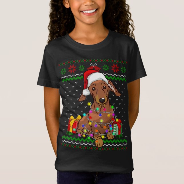 Ugly Sweater Christmas Lights Dachshund Dog Lover (Front)