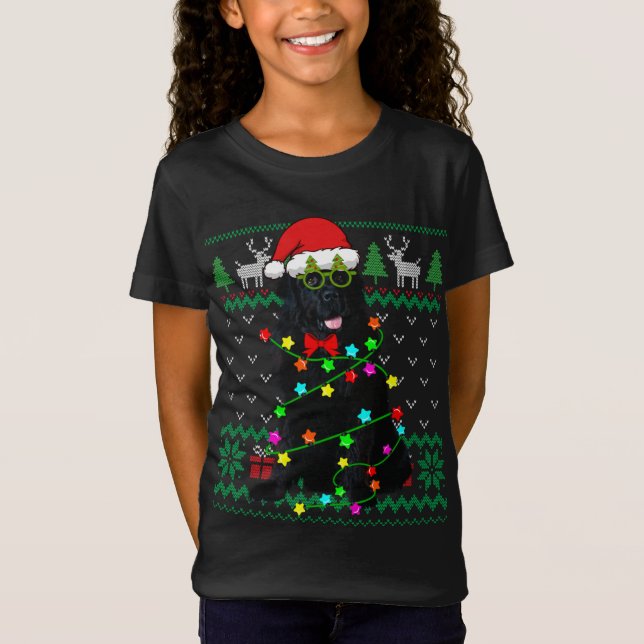 Ugly Sweater Christmas Lights Newfoundland Dog Pup (Front)