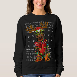 Ugly Sweater Christmas Lights Rottweiler Dog Puppy