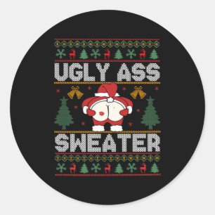 Ugly Sweater Christmas Long Sleeve  Classic Round Sticker