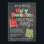 Ugly Sweater Christmas Party Chalkboard Style Invitation<br><div class="desc">Our colourful and fun Ugly Sweater Christmas party invitation features a chalkboard background look with festive Christmas sweaters and a mix of holiday patterns throughout the design! Perfect for any ugly sweater or tacky Christmas sweater theme holiday party!</div>