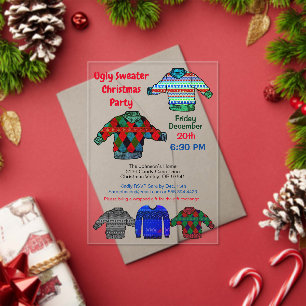 Ugly Sweater Christmas Party Filtered Colours Acrylic Invitations