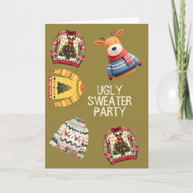 Ugly Sweater Christmas Party Folded Invitation (Front)