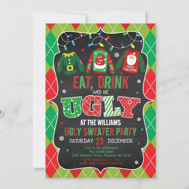Ugly Sweater Christmas Party Invitation (Front)