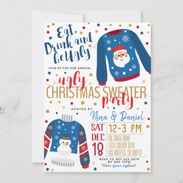 Ugly Sweater Christmas Party Invitation (Front)