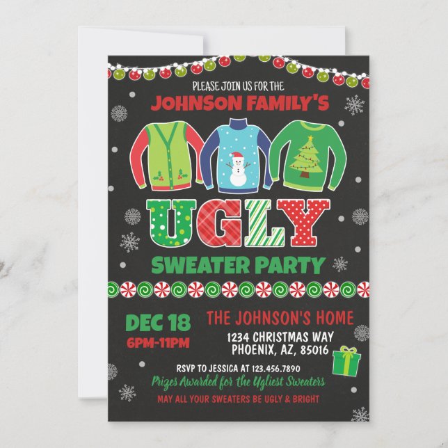 Ugly Sweater Christmas Party Invitation (Front)