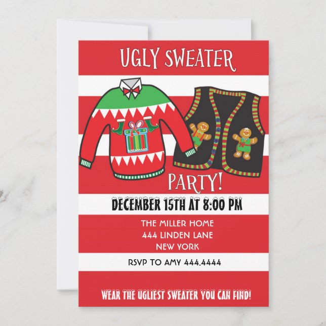 Ugly Sweater Christmas Party Invitation (Front)