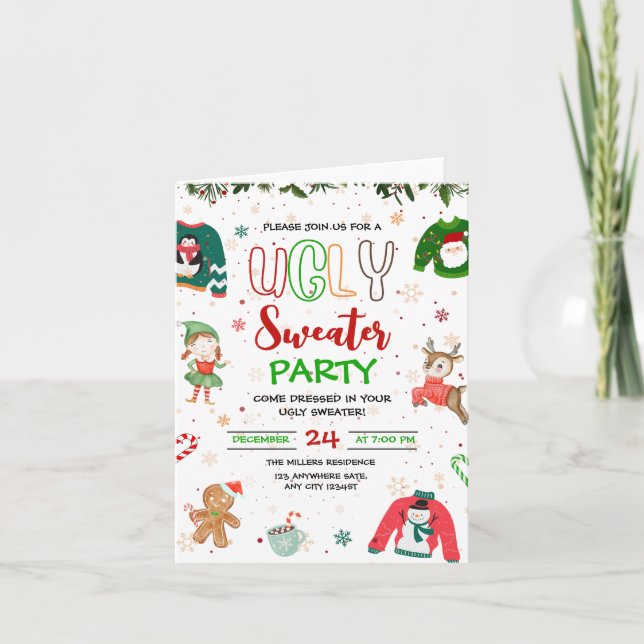Ugly Sweater Christmas Party Invitation, Chrismas  Invitation (Front)