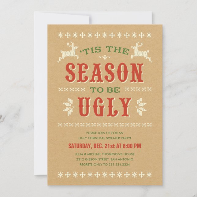 Ugly Sweater Christmas Party Invitations (Front)