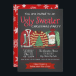 Ugly Sweater Christmas Party Invitations<br><div class="desc">Ugly sweater Christmas party invitation with three very ugly sweaters on a chalkboard and snowflake background. You can easily customise these fun ugly sweater Christmas party invitations for your event by simply adding your details in the font style and colour you prefer.</div>