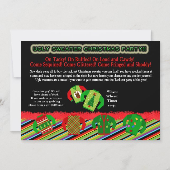 Ugly Sweater Christmas Party Invite (Front)