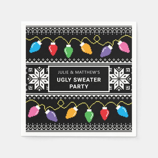 Ugly Sweater Christmas Party Personalised Napkin (Front)