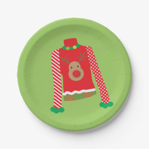 Ugly Sweater Christmas Party Plates (Green)