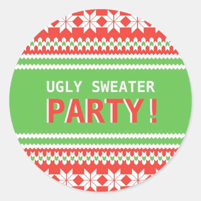 Ugly Sweater Christmas Party Sticker (Front)