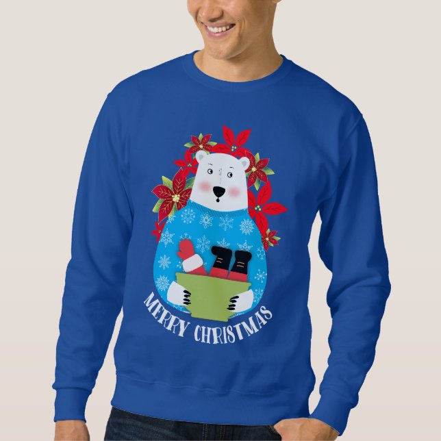 Ugly sweater Christmas polar bear eating Santa (Front)