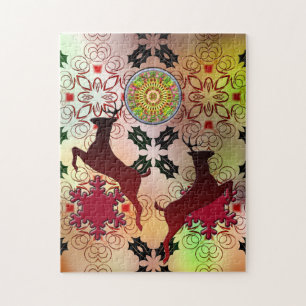 Ugly Sweater Christmas Reindeer Design Jigsaw Puzzle