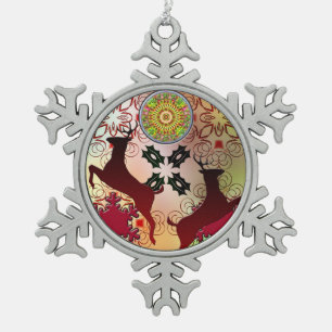 Ugly Sweater Christmas Reindeer Design Snowflake Pewter Christmas Ornament